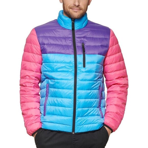 Club Room Men's Quilted Packable Performance Puffer Jacket Pink Purple Blue XXL - Picture 1 of 7